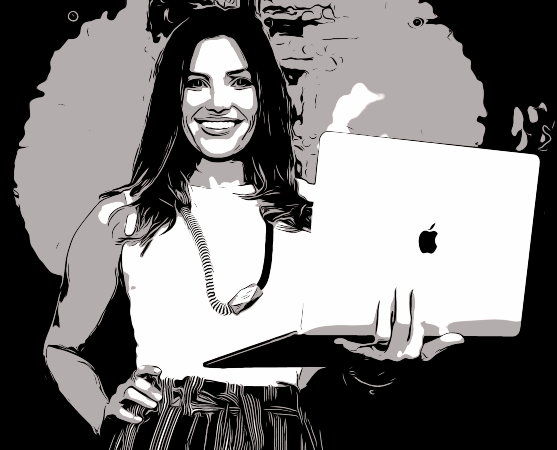 Nicole Atkins creative graphic cartoon image with MacBook